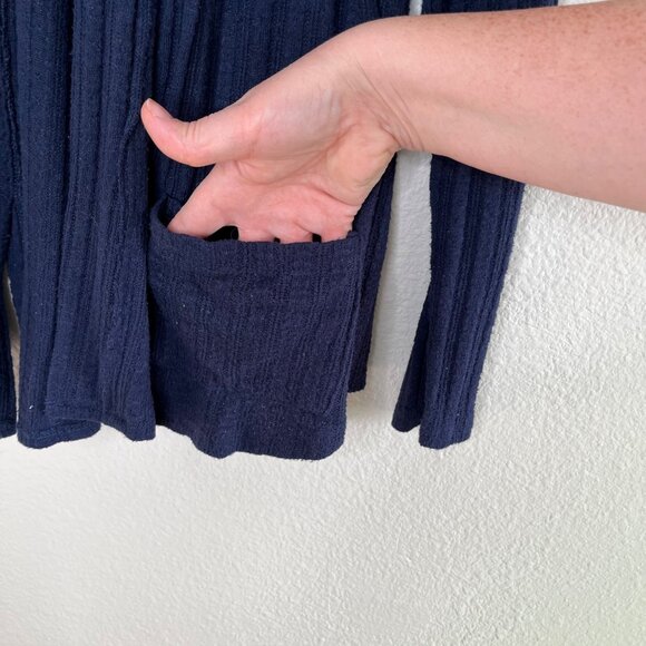 Maurices Open Front Navy Blue Knit Ribbed Cardigan Sweater Medium - Picture 8 of 12
